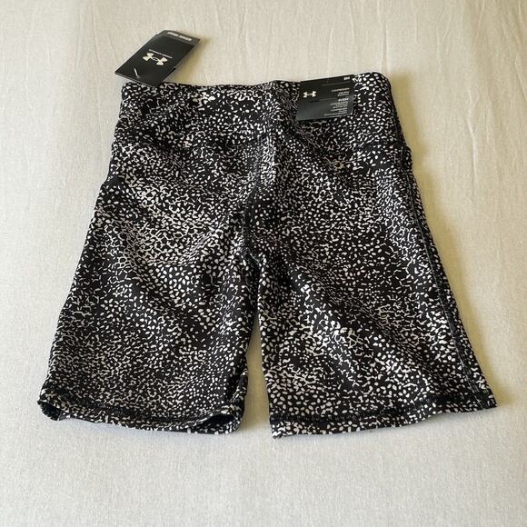 Under Armour Women HeatGear Bike Shorts Performance Compression Black/White Sm - Picture 2 of 8